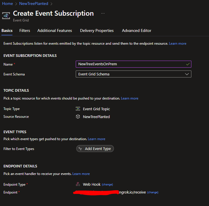 Azure custom eventgrid event handler with webhooks